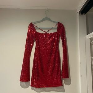 Brand new long sleeve sparkly red dress